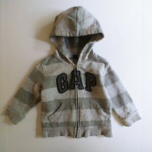 Baby Gap Striped Zip-Up Logo Hoodie 2T